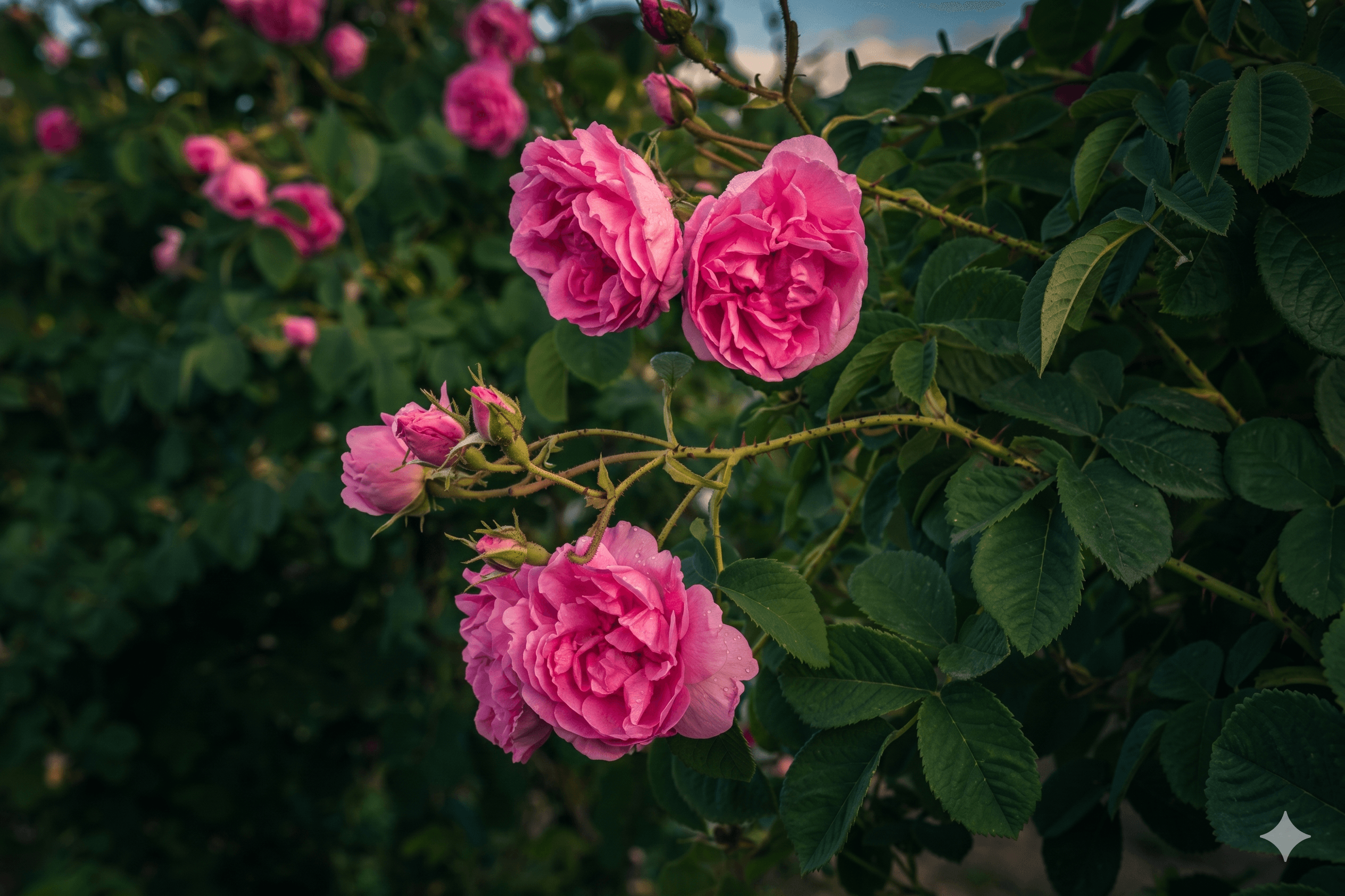 Rosa Damascena in voller Blüte